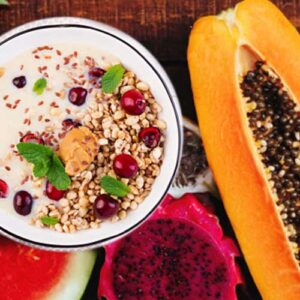 Papaya Coconut Muesli with Curd / Milk ꭞ